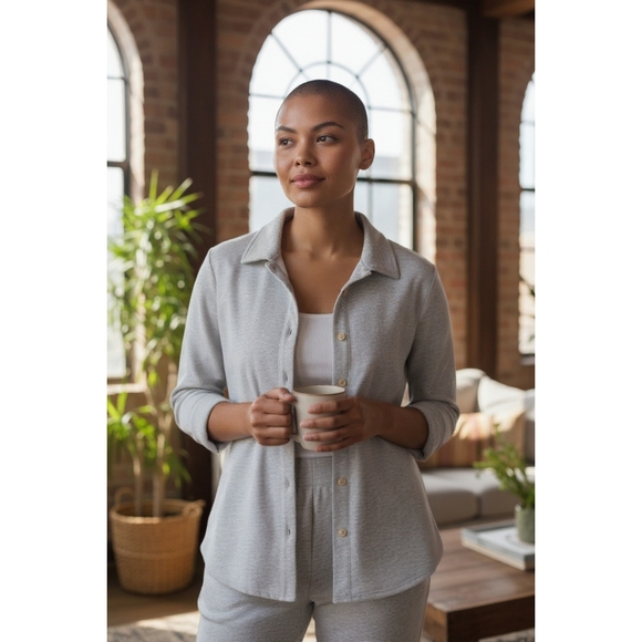 real comfort Tops - Women's Gray Button Front Blouse